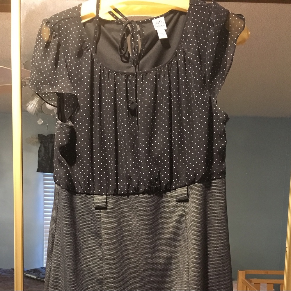 Black polka dot dress