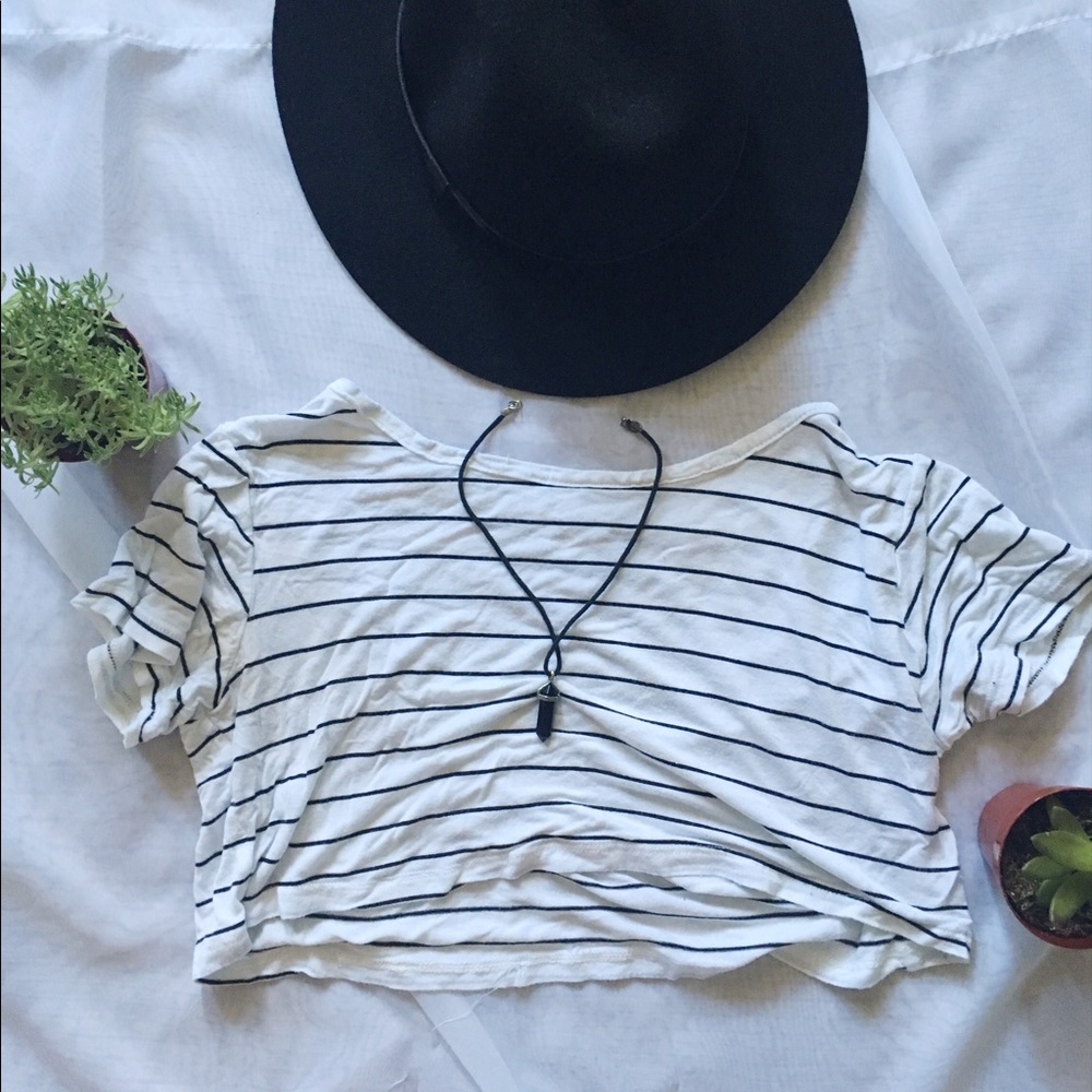 striped flowy crop top
