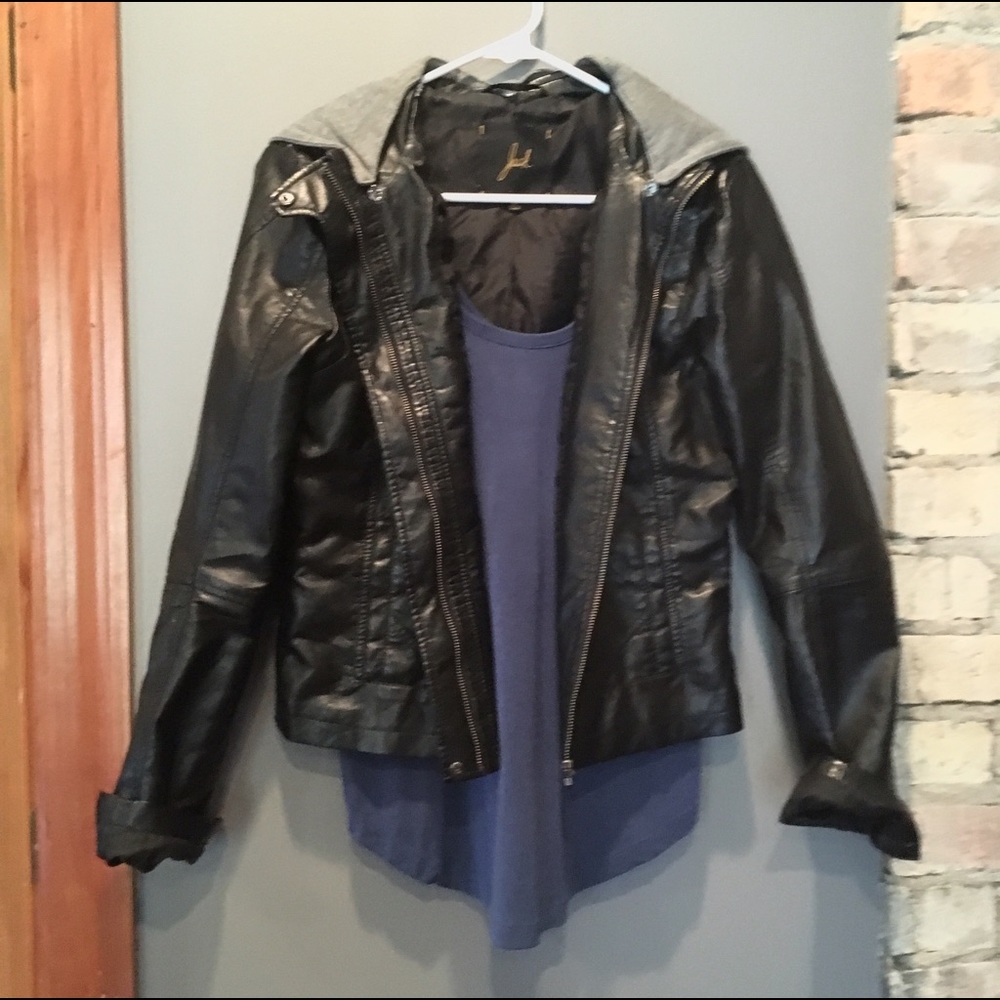 Jack by BB Dakota leather jacket with hood