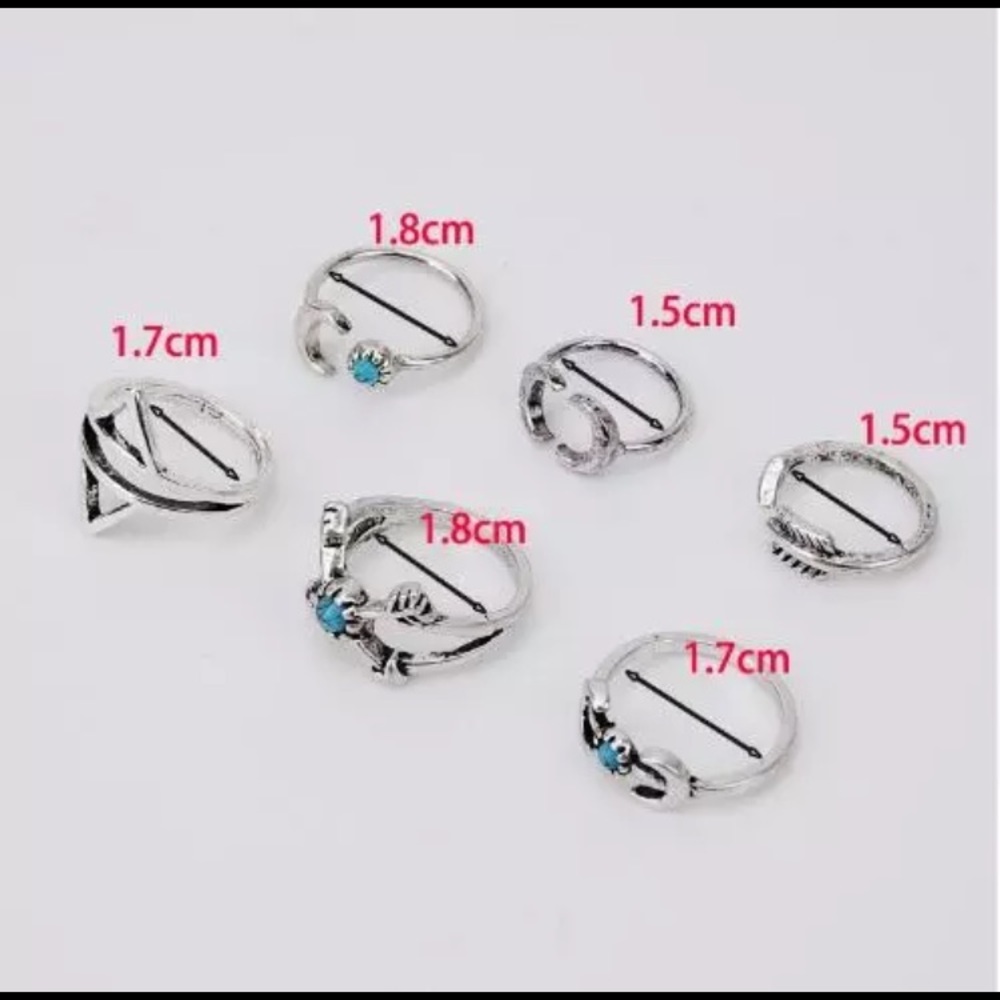 ONE LEFT❗️SALE❗️6pc Boho Moon Ring Set - Picture 2 of 2
