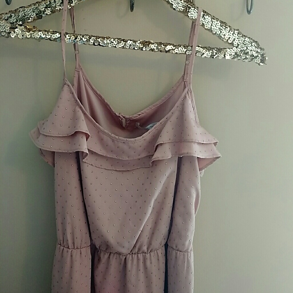 Blush Dress with Gold Studs