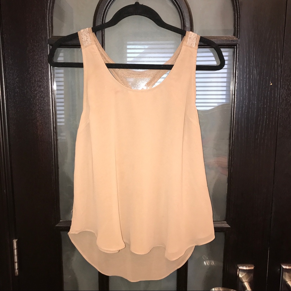 Tan open back blouse