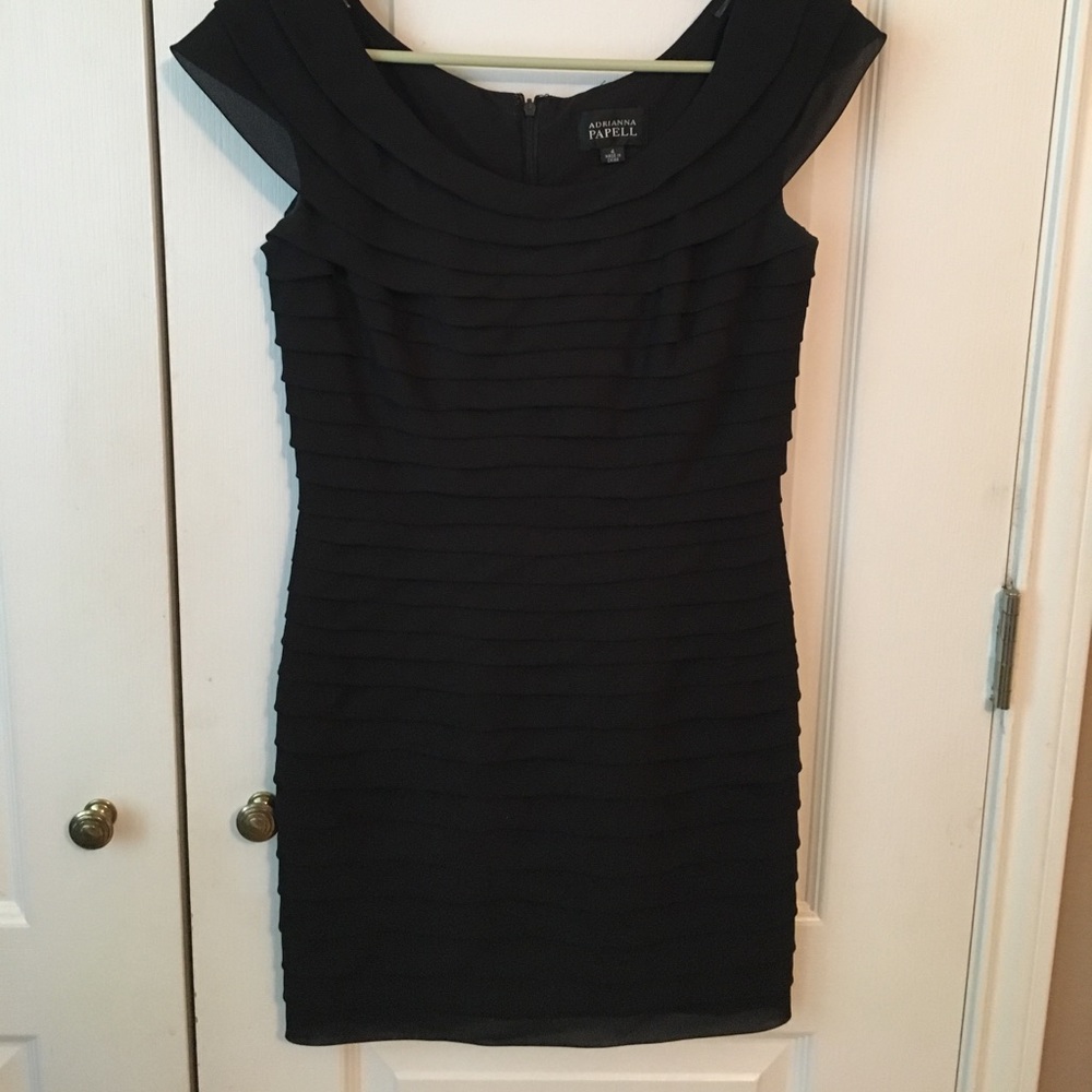 Little Black Adrianna Papell Ruffled Dress