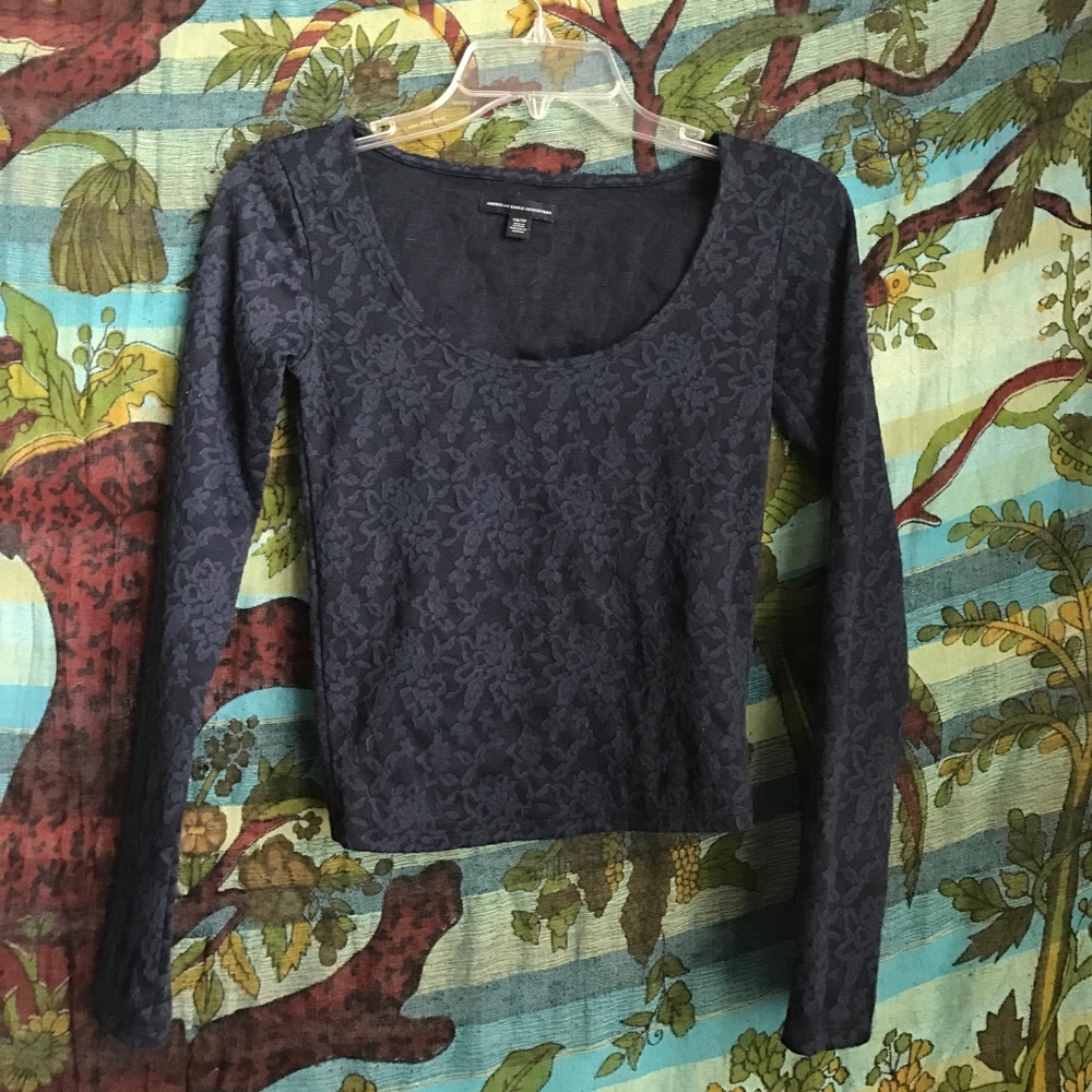 Blue floral long sleeve top
