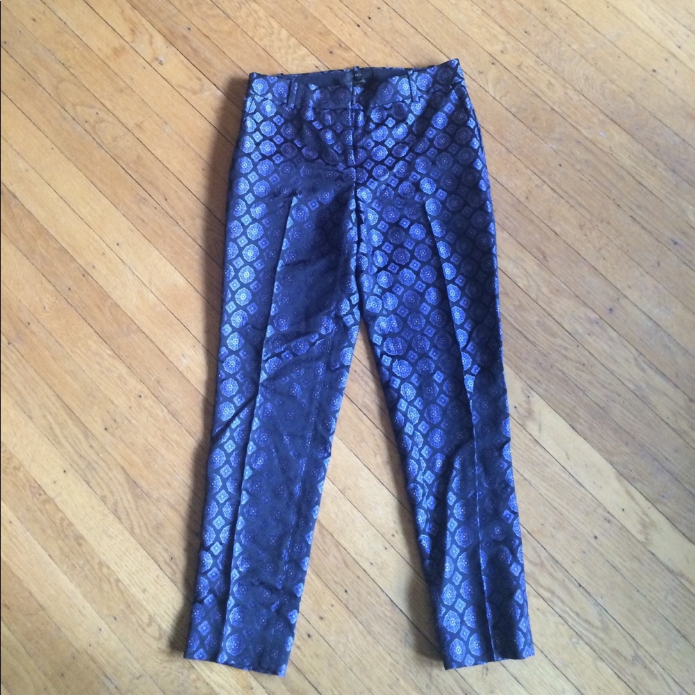 J Crew Cafe Capri 'Tie' patterned pants