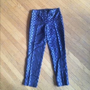 J Crew Cafe Capri 'Tie' patterned pants