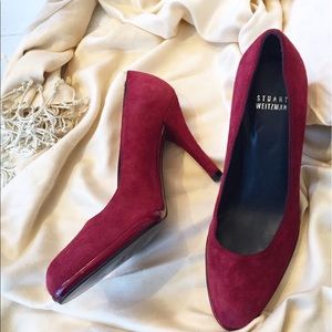Genuine suede burgundy heels