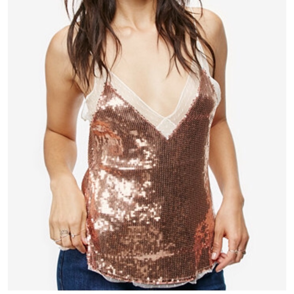 Free People Blush Sequin Tank