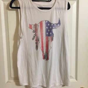 Bull scull American flag print tank