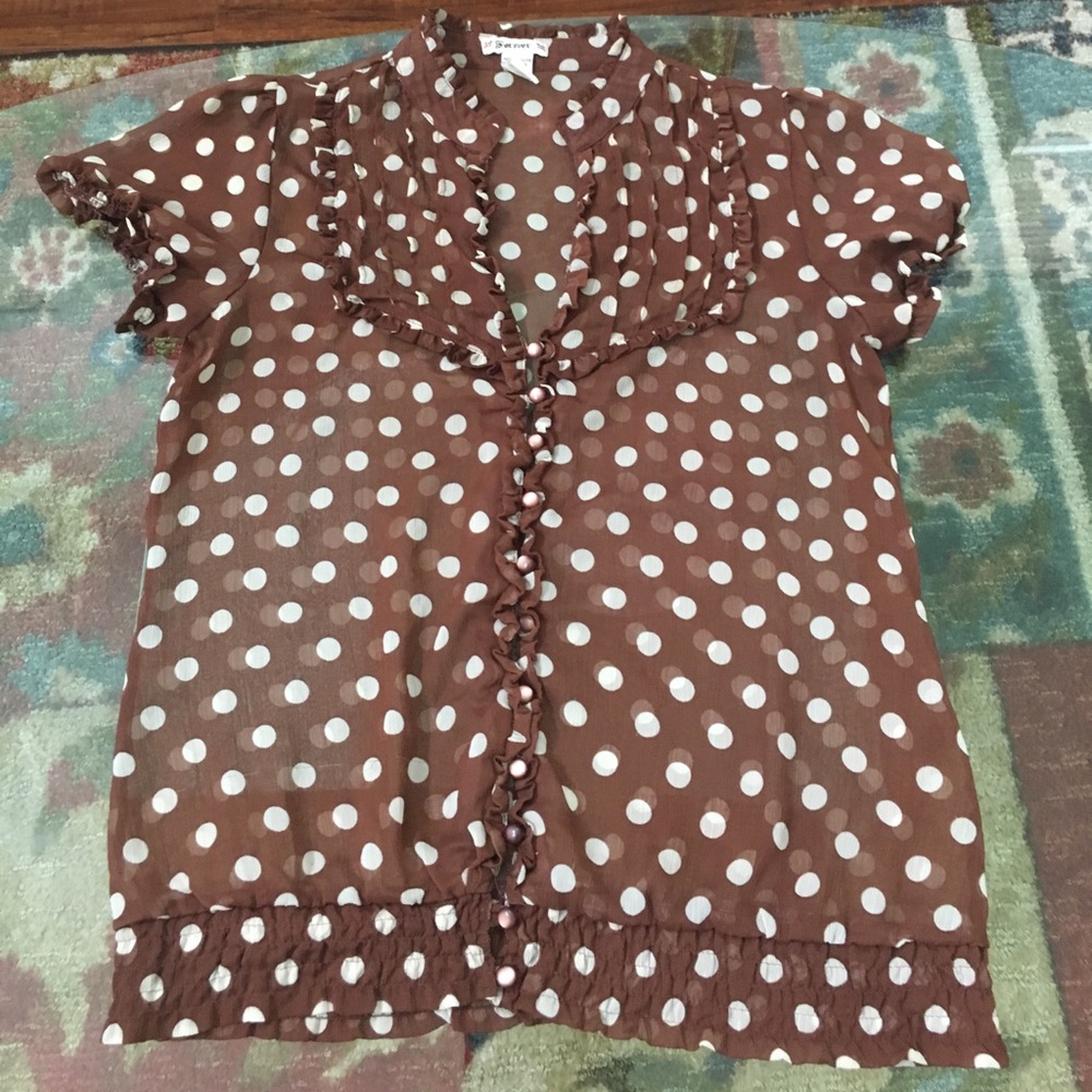 Forever21 brown and white pokadot blouse