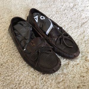 Cole Haan Brown Crocodile Embossed Driving Shoes