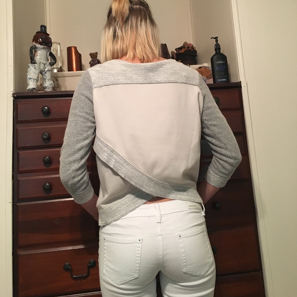 Grey and sheer blouse