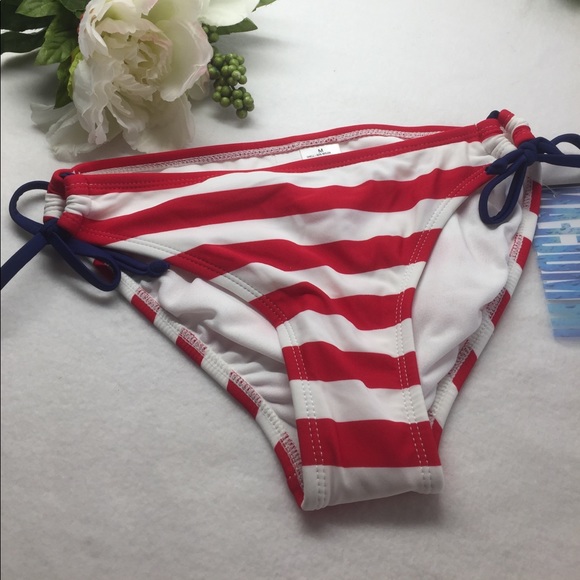 Red/White/Blue Stripe Swim Bottoms - Picture 3 of 4