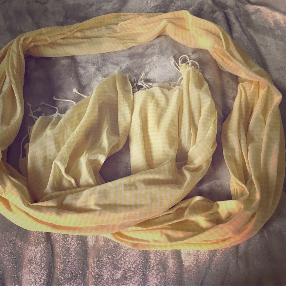 Yellow and white striped scarf