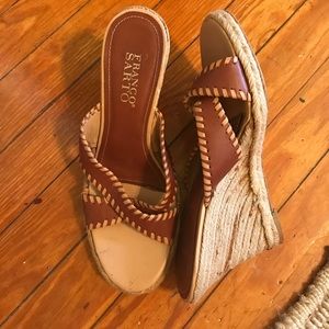 Franco Sarto Leather and Jute Wedges