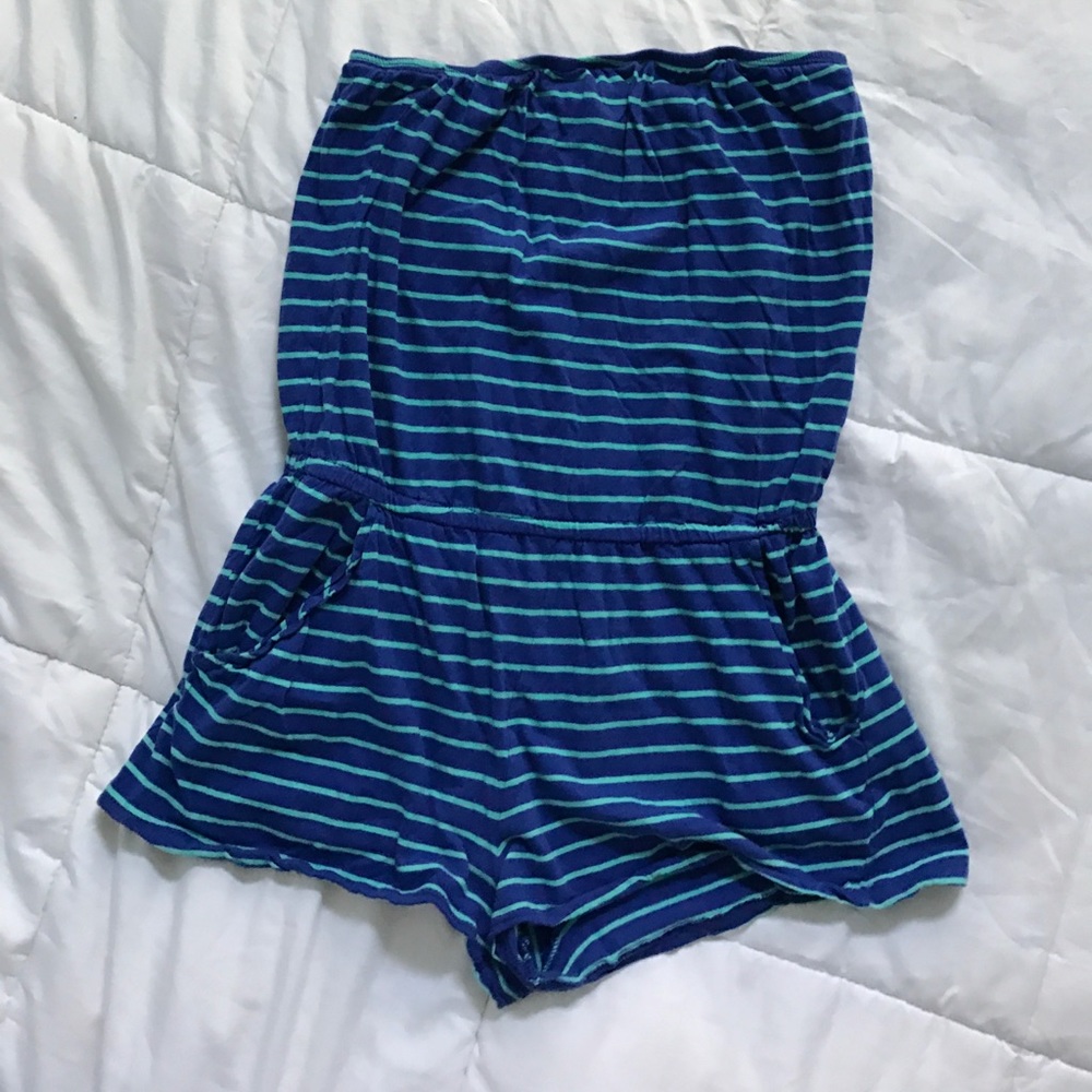 Blue striped romper