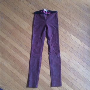 Helmut Lang 'Fever Red' faded leather skinny pants