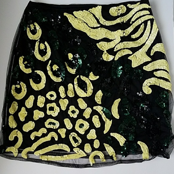 Leopard Squin Mini Skirt - Picture 3 of 4