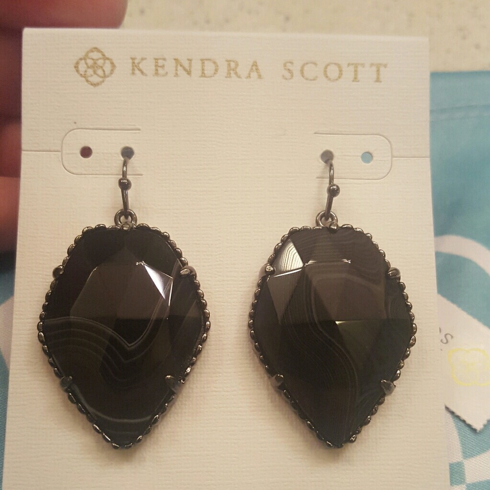 Kendra scott black banded corley earrings