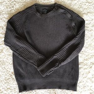 ALLSAINTS Military Green Knit Sweater with Buttons