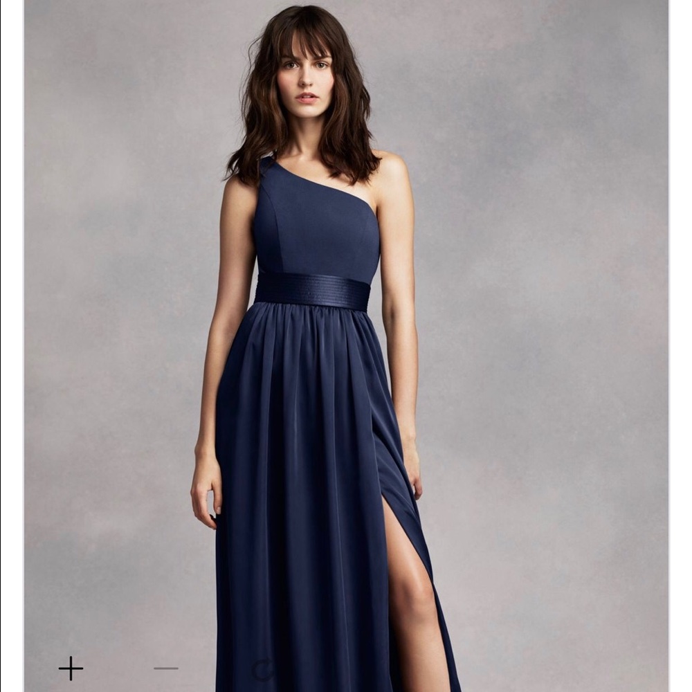 Vera Wang one shoulder dress with satin sash