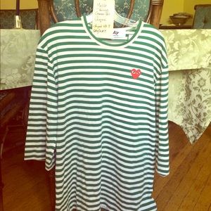 Commes de Garçons 'Play' green stripes long sleeve