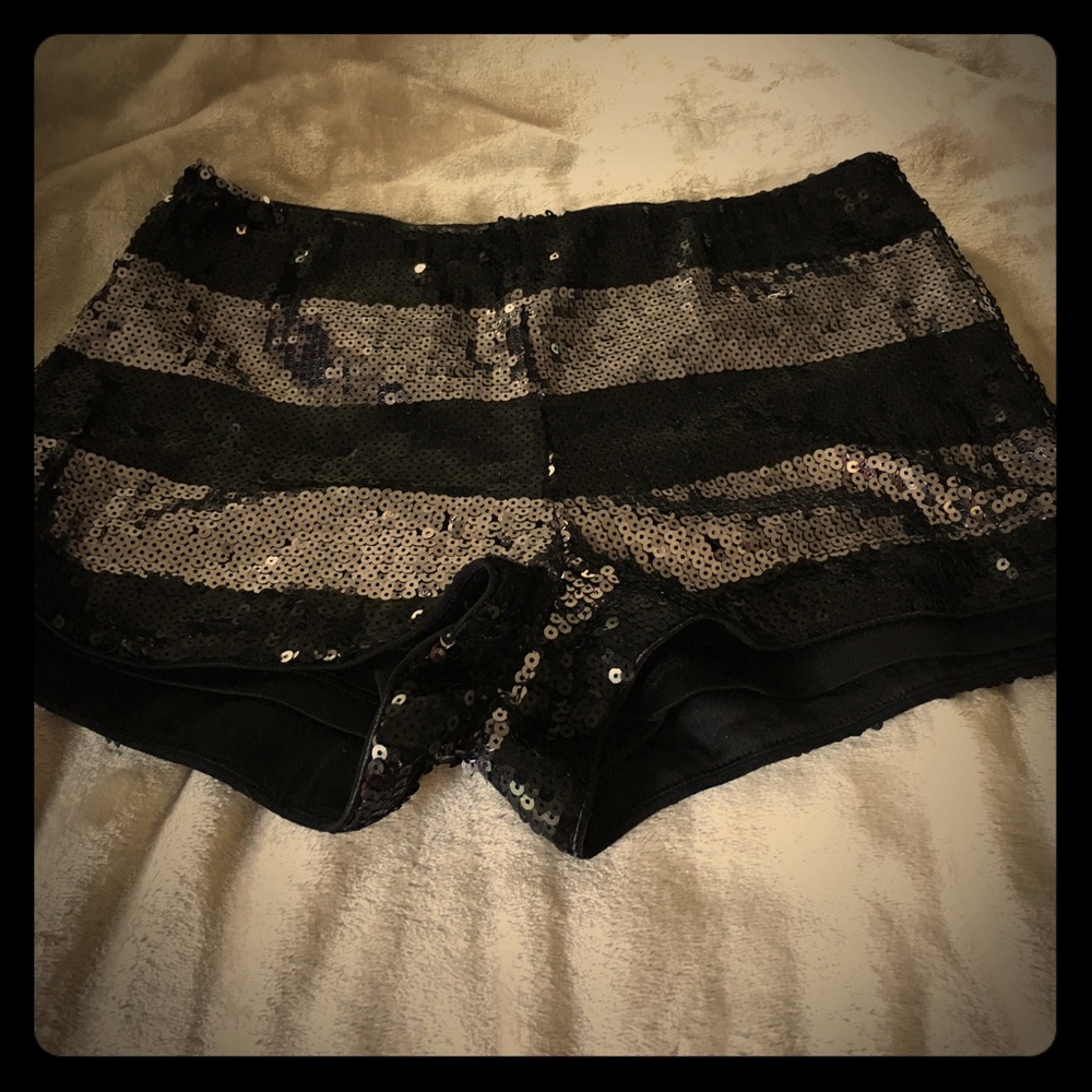 Black and silver sequin shorts