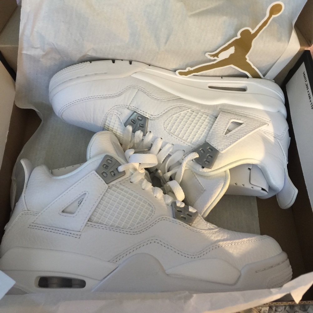 All white authentic Jordan retro 4s youth size 5.5