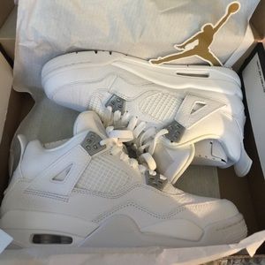 All white authentic Jordan retro 4s youth size 5.5