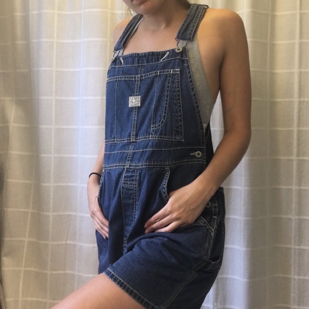 Vintage Denim Short Overalls