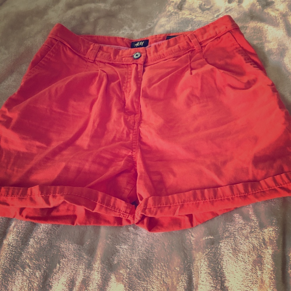 Orange high waisted shorts