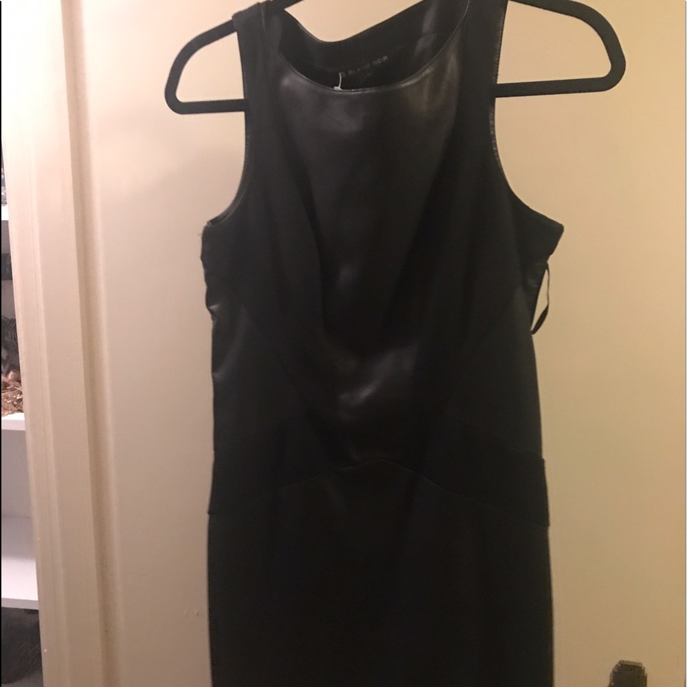 Blanc noir leather detailed dress