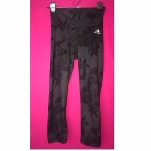 Adidas black flower print crop leggings