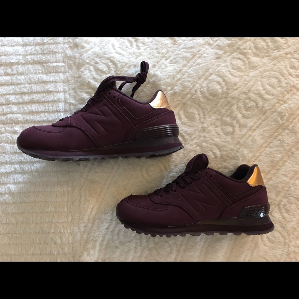 Womens New Balance Burgundy & Gold