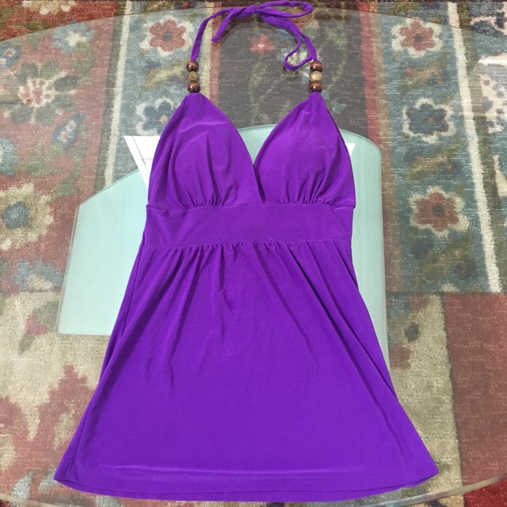 Purple halter top ties around the neck very sexy
