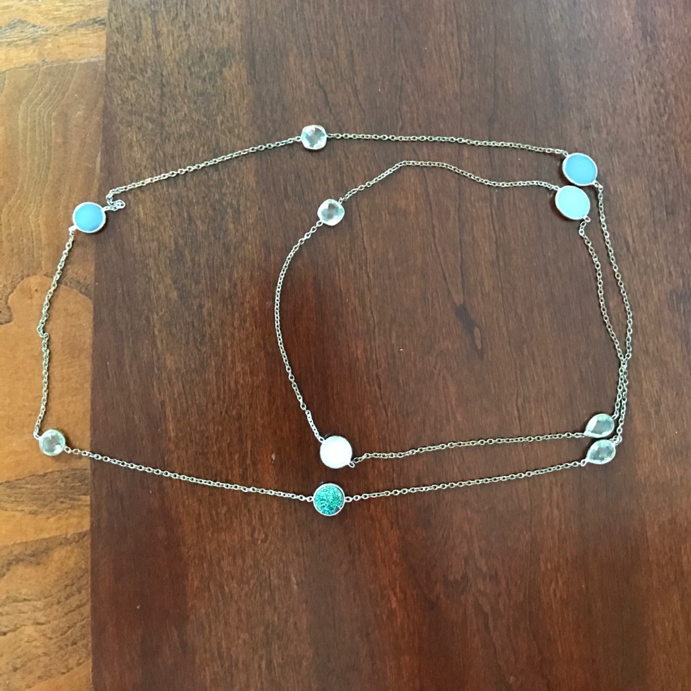 Long blue necklace