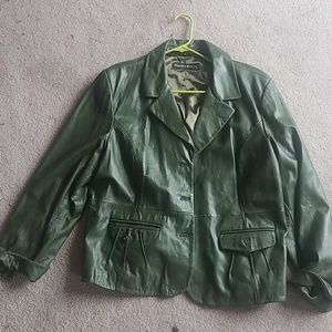 Pamela McCoy Green Leather Coat