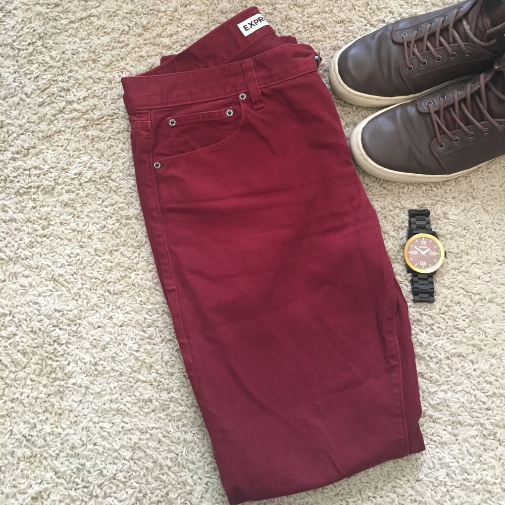 Express Slim Fit Rocco Burgundy Jean