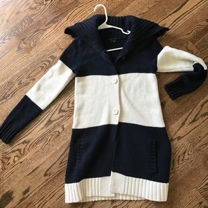 Theory navy and white long sweater