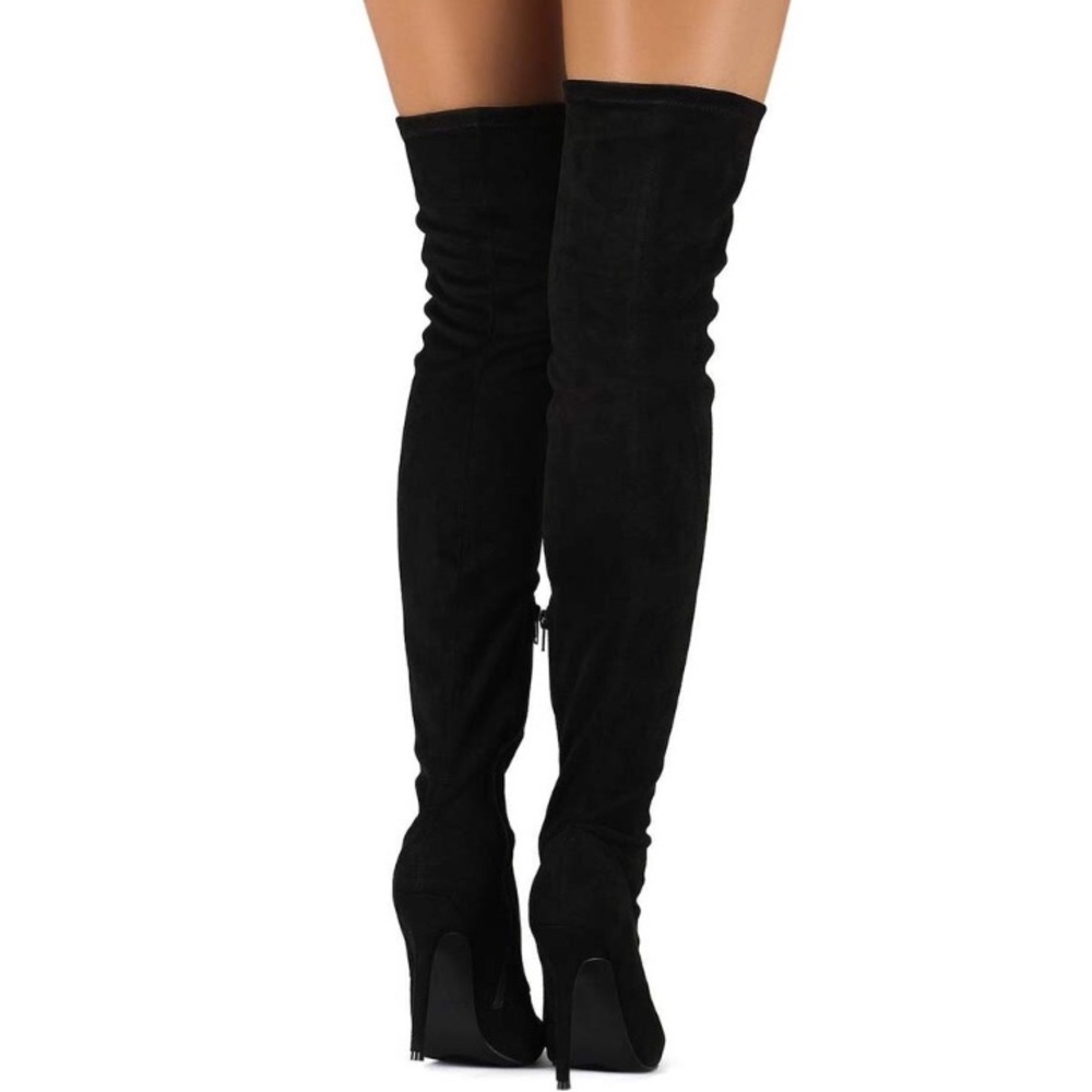 Over the knee black stiletto boots