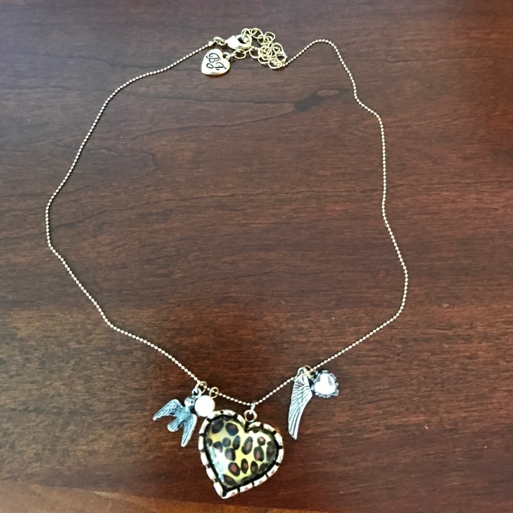Betsey Johnston cheetah heart necklace