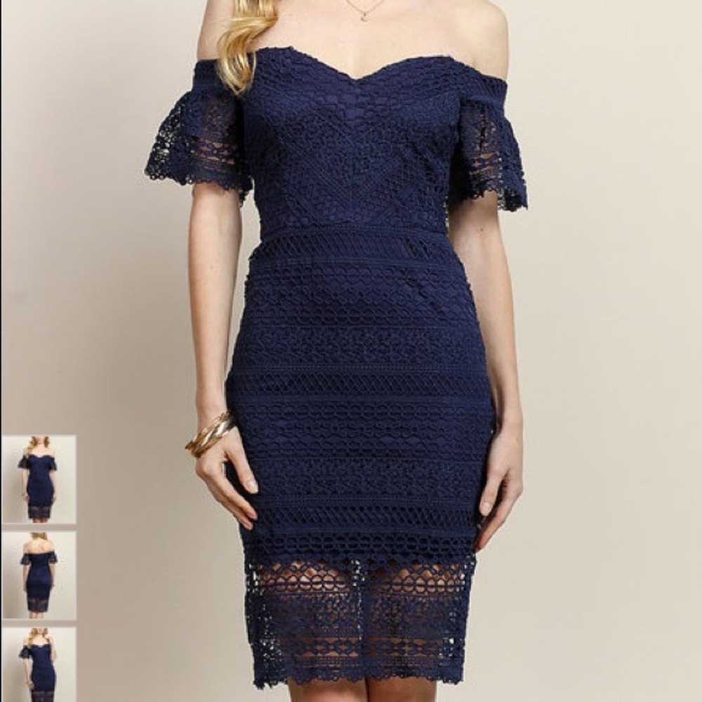 Brand new Soieblu navy lace off the shoulder dress