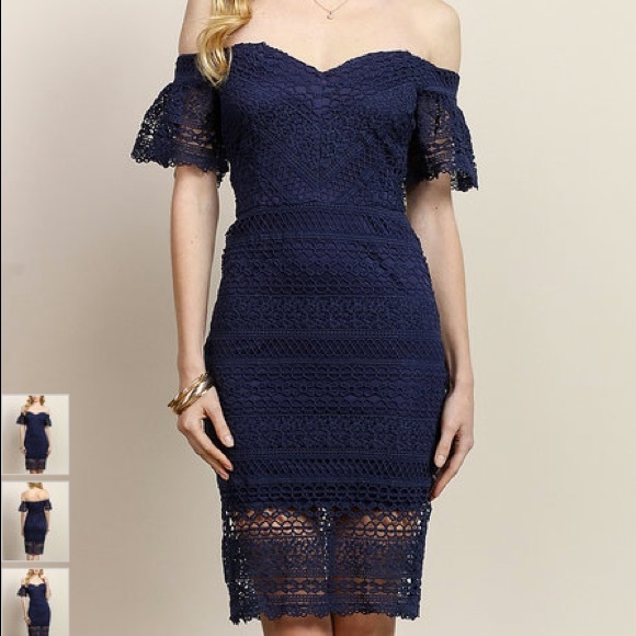 Brand new Soieblu navy lace off the shoulder dress - Picture 1 of 4
