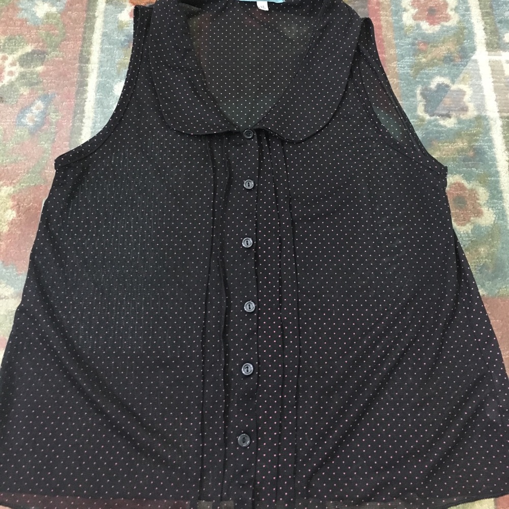 Julie's Closet  pink and black poka dot blouse