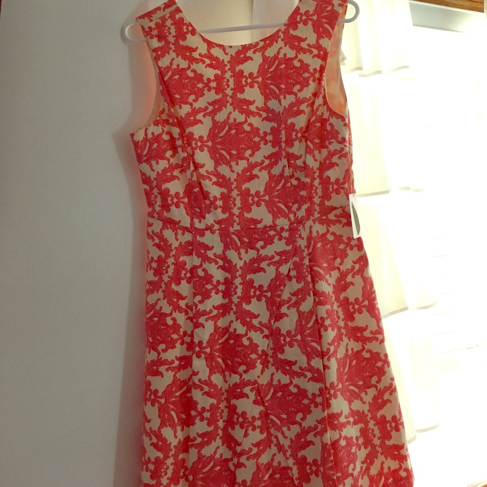 Pink and ivory patterned dress