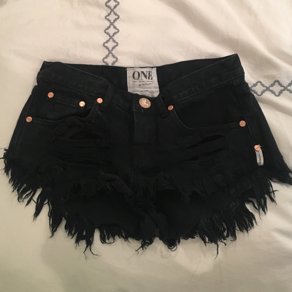 One Teaspoon black denim shorts