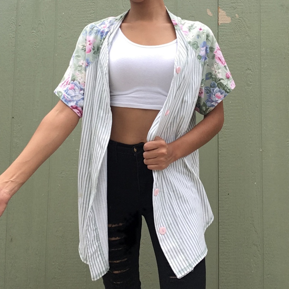 Vintage girly floral baseball tee