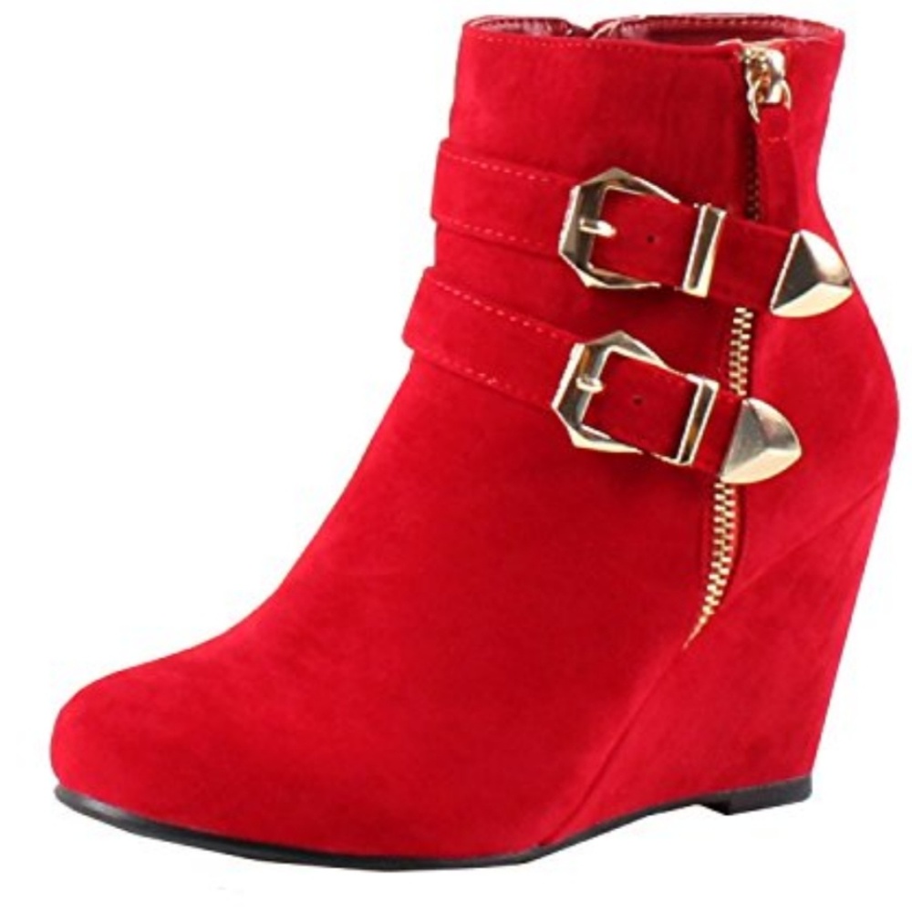 Red Suede Ankle Boots