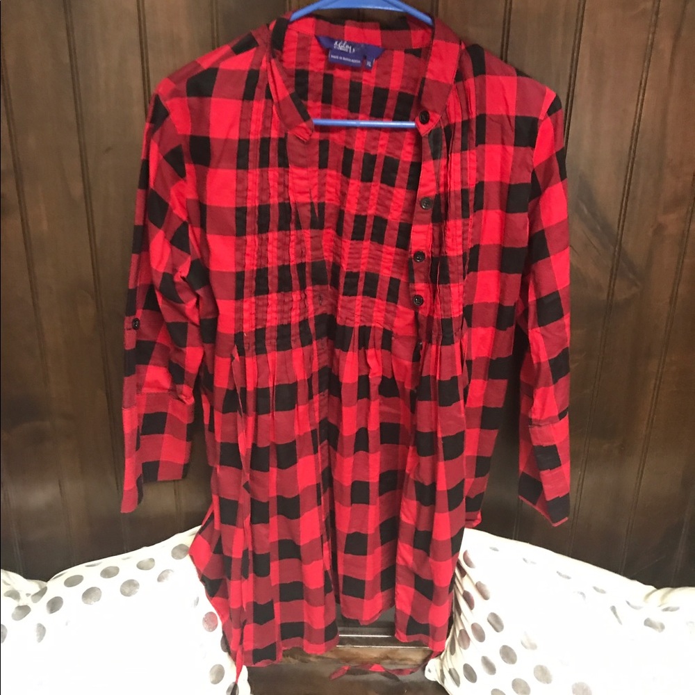 Plaid button up blouse