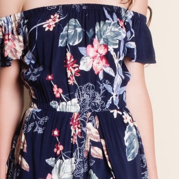Off Shoulder Floral Maxi Romper - Picture 5 of 5